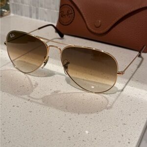 Ray-Ban Gold Aviator Sunglasses with Gradient Lenses